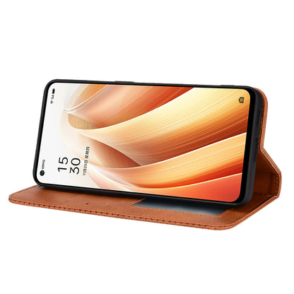 For Oppo Reno7 5G (China) Retro Style Imprinted Leather Cover + TPU Inner Case Wallet Stand Anti-fall Phone Shell