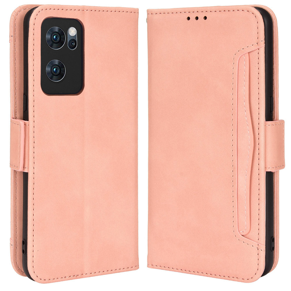 For Oppo Reno7 5G (China) Wallet Front Card Slot Anti-drop PU Leather + TPU Phone Cover with Stand