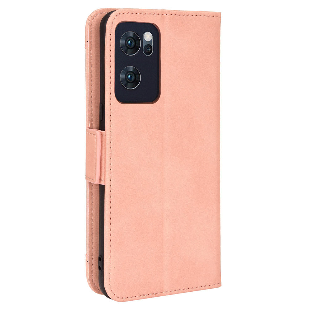 For Oppo Reno7 5G (China) Wallet Front Card Slot Anti-drop PU Leather + TPU Phone Cover with Stand