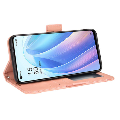 For Oppo Reno7 5G (China) Wallet Front Card Slot Anti-drop PU Leather + TPU Phone Cover with Stand