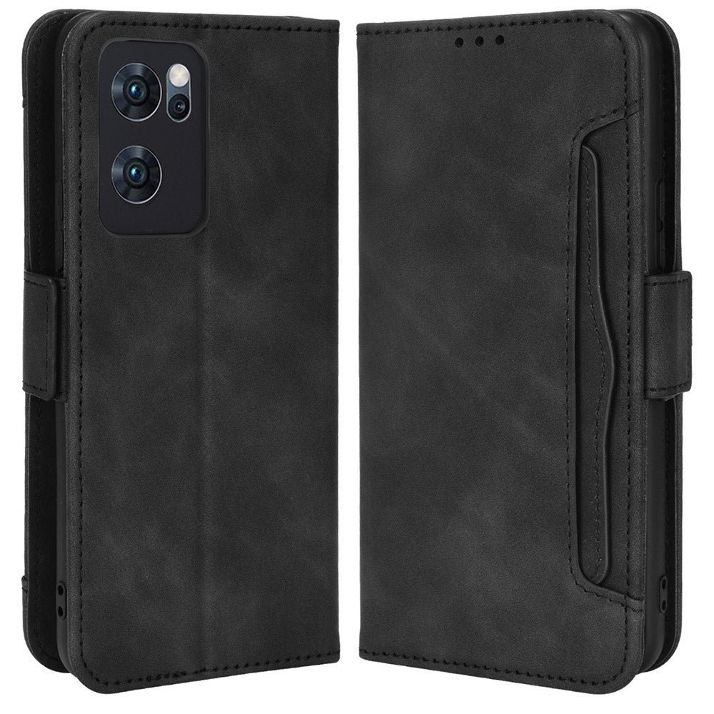 For Oppo Reno7 5G (China) Wallet Front Card Slot Anti-drop PU Leather + TPU Phone Cover with Stand