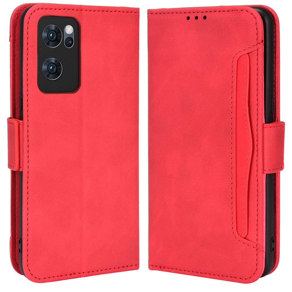 For Oppo Reno7 5G (China) Wallet Front Card Slot Anti-drop PU Leather + TPU Phone Cover with Stand