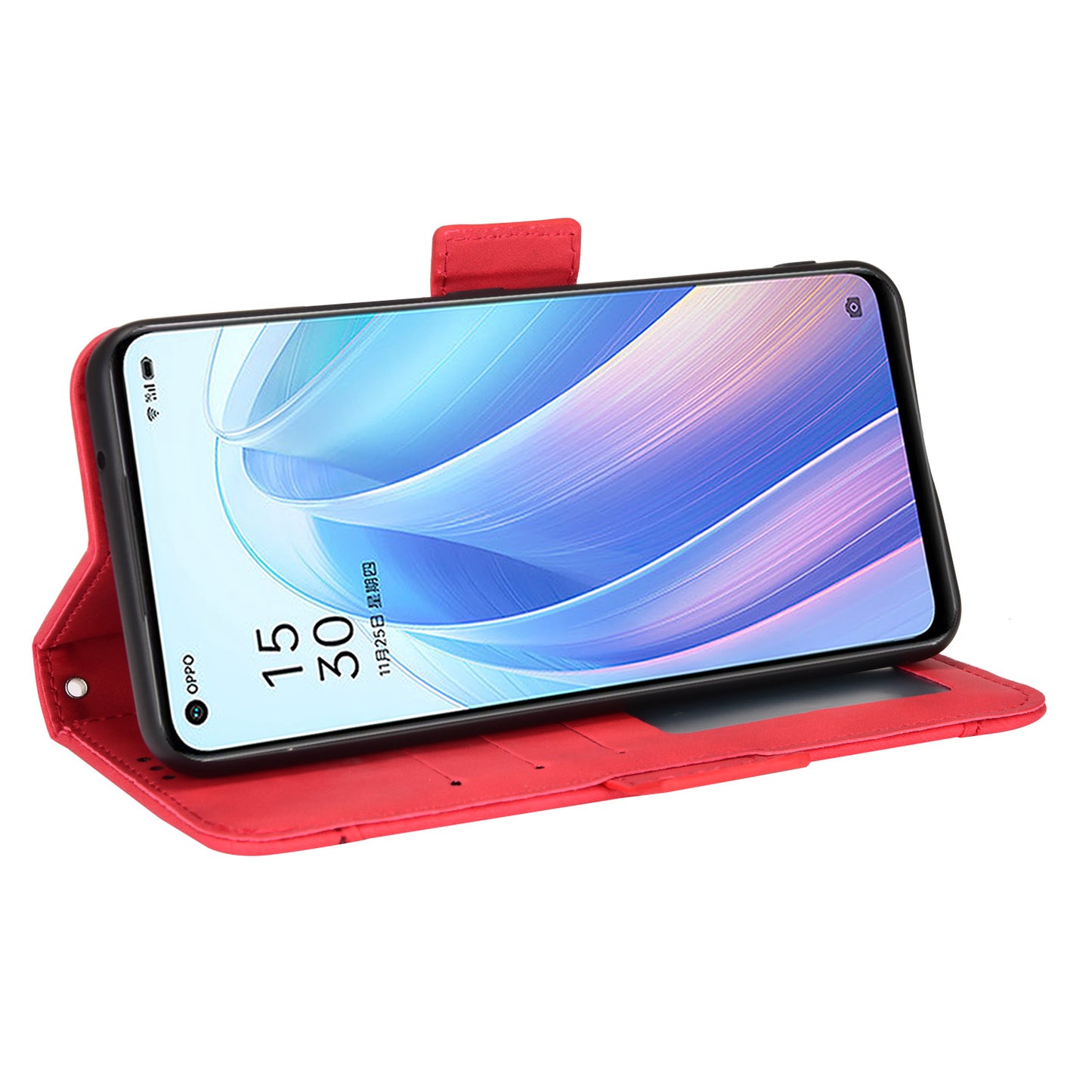 For Oppo Reno7 5G (China) Wallet Front Card Slot Anti-drop PU Leather + TPU Phone Cover with Stand