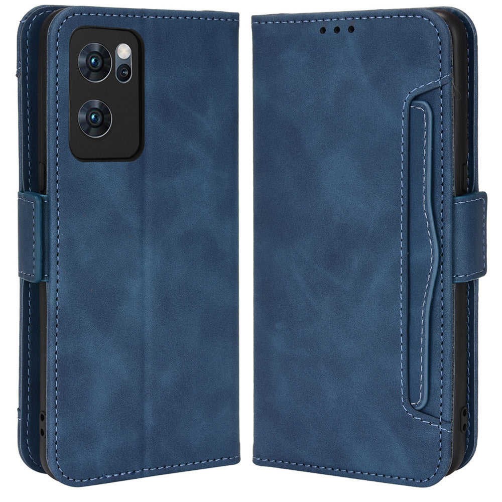 For Oppo Reno7 5G (China) Wallet Front Card Slot Anti-drop PU Leather + TPU Phone Cover with Stand