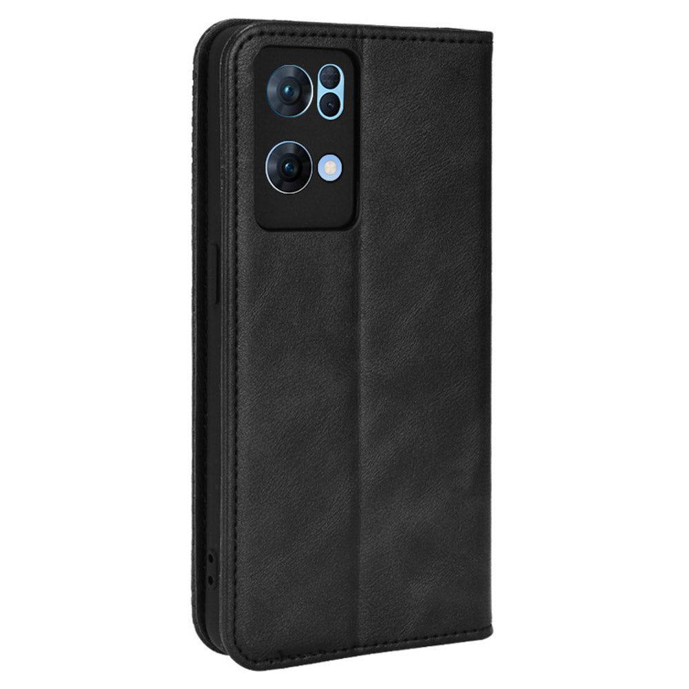 For Oppo Reno7 Pro 5G Magnetic Folio Flip Wallet Stand Retro Style Imprinted Case Leather Phone Cover