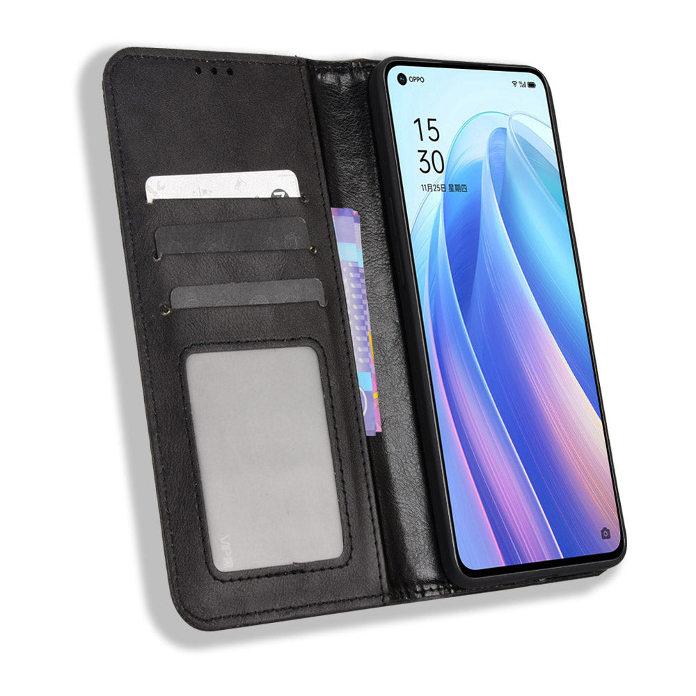 For Oppo Reno7 Pro 5G Magnetic Folio Flip Wallet Stand Retro Style Imprinted Case Leather Phone Cover