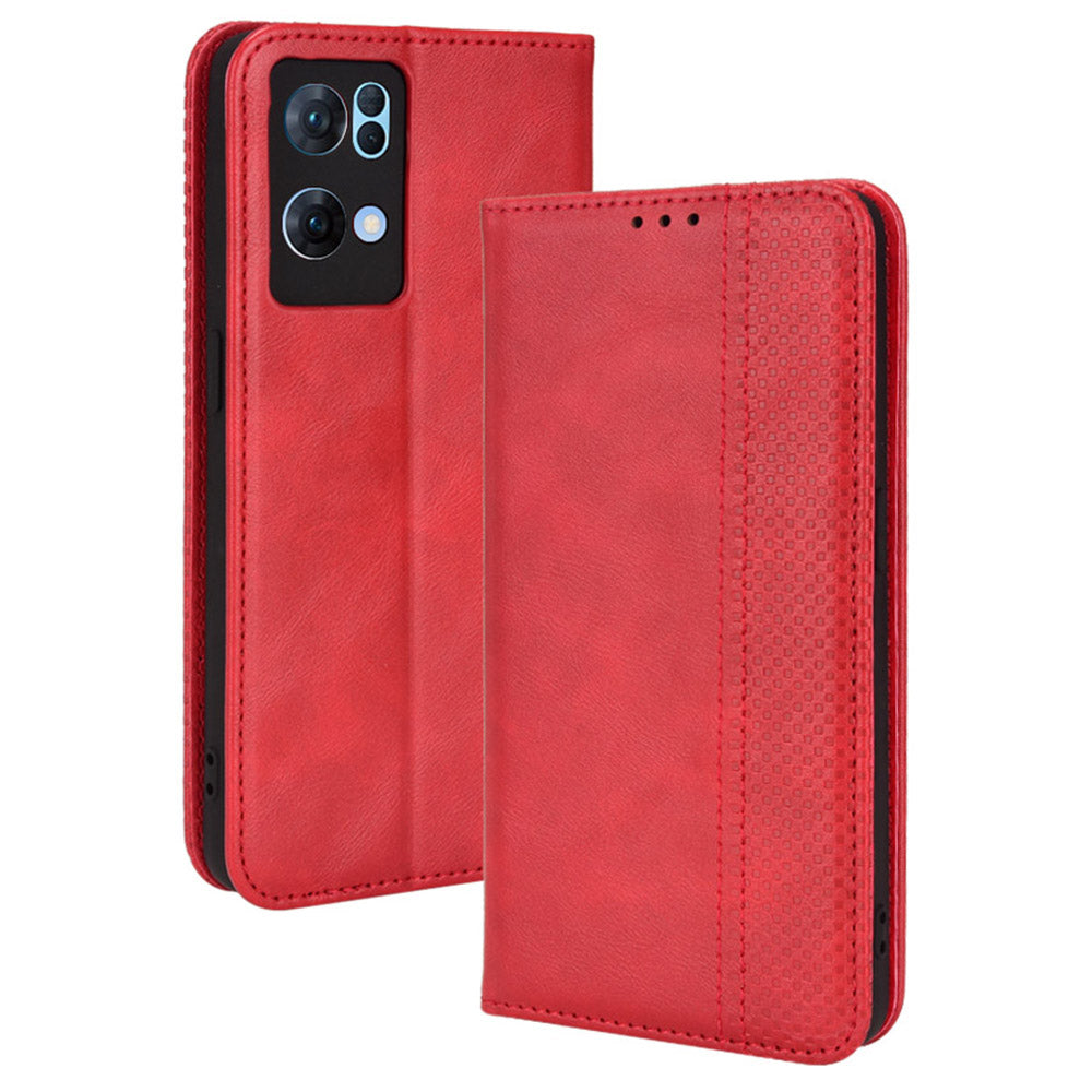 For Oppo Reno7 Pro 5G Magnetic Folio Flip Wallet Stand Retro Style Imprinted Case Leather Phone Cover