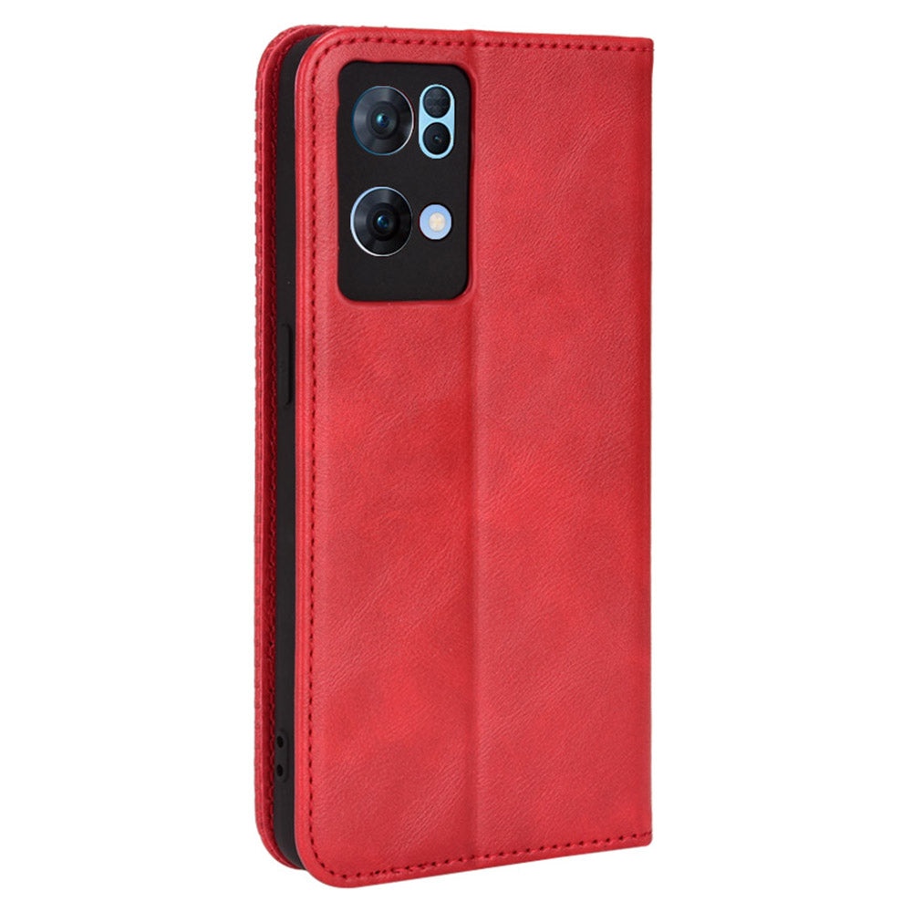 For Oppo Reno7 Pro 5G Magnetic Folio Flip Wallet Stand Retro Style Imprinted Case Leather Phone Cover