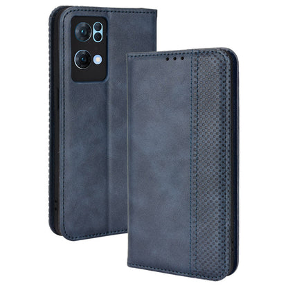 For Oppo Reno7 Pro 5G Magnetic Folio Flip Wallet Stand Retro Style Imprinted Case Leather Phone Cover