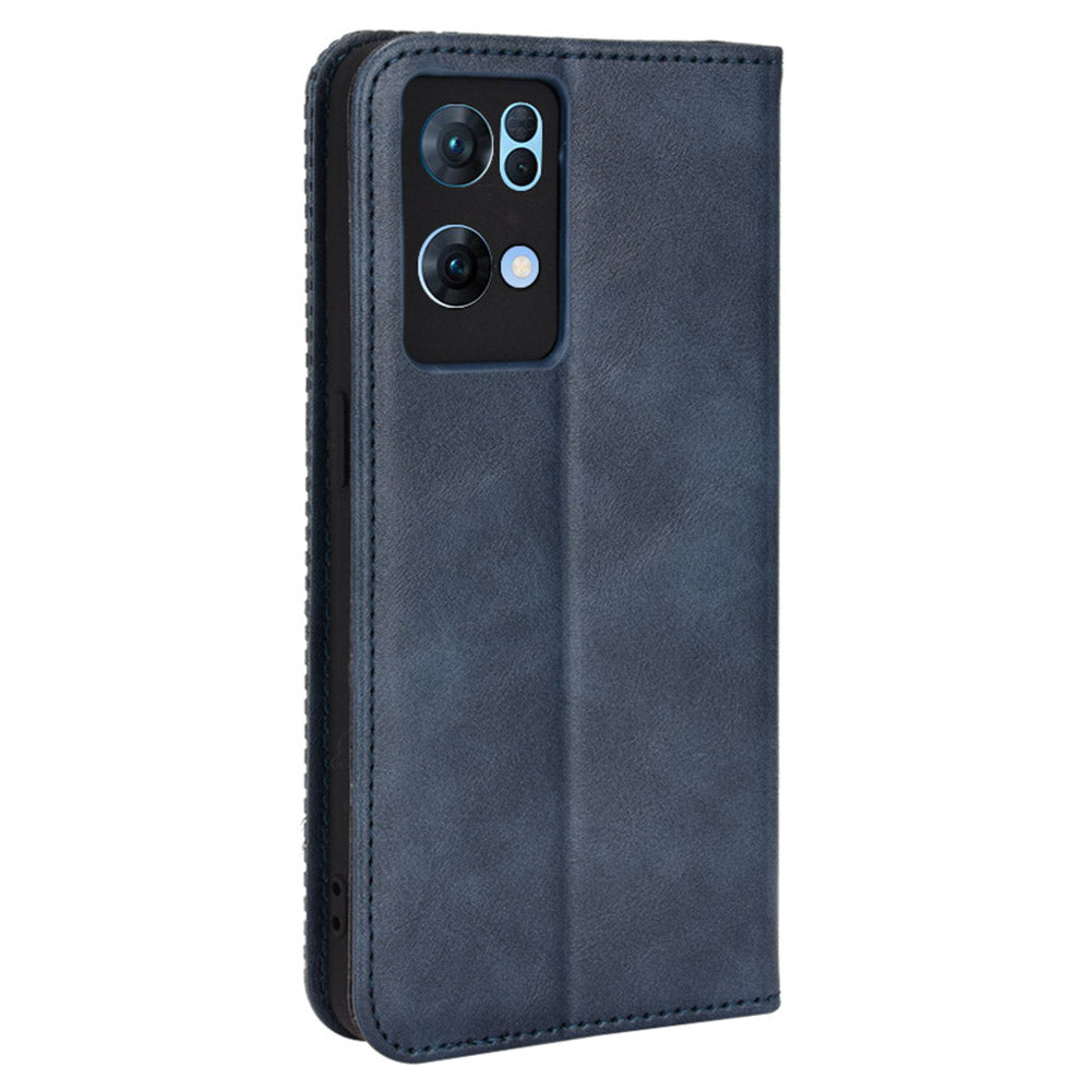 For Oppo Reno7 Pro 5G Magnetic Folio Flip Wallet Stand Retro Style Imprinted Case Leather Phone Cover