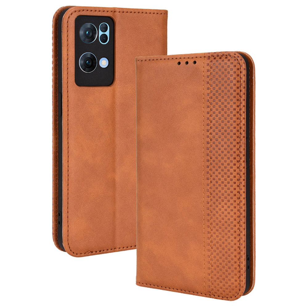 For Oppo Reno7 Pro 5G Magnetic Folio Flip Wallet Stand Retro Style Imprinted Case Leather Phone Cover