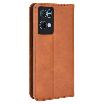 For Oppo Reno7 Pro 5G Magnetic Folio Flip Wallet Stand Retro Style Imprinted Case Leather Phone Cover