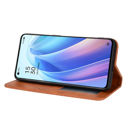 For Oppo Reno7 Pro 5G Magnetic Folio Flip Wallet Stand Retro Style Imprinted Case Leather Phone Cover