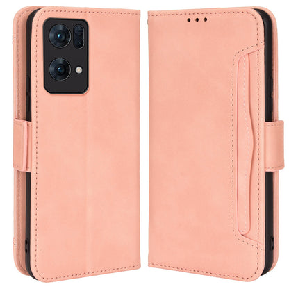 Cash Pocket Multiple Card Slot Mobile Phone Cover for Oppo Reno7 Pro 5G, PU Leather Drop-proof Case with Stand