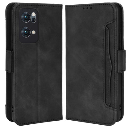 Cash Pocket Multiple Card Slot Mobile Phone Cover for Oppo Reno7 Pro 5G, PU Leather Drop-proof Case with Stand