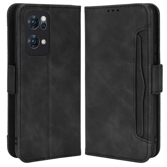 Cash Pocket Multiple Card Slot Mobile Phone Cover for Oppo Reno7 Pro 5G, PU Leather Drop-proof Case with Stand