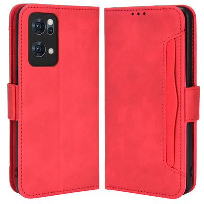 Cash Pocket Multiple Card Slot Mobile Phone Cover for Oppo Reno7 Pro 5G, PU Leather Drop-proof Case with Stand