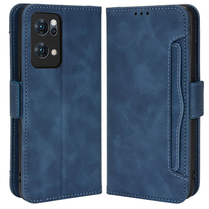 Cash Pocket Multiple Card Slot Mobile Phone Cover for Oppo Reno7 Pro 5G, PU Leather Drop-proof Case with Stand