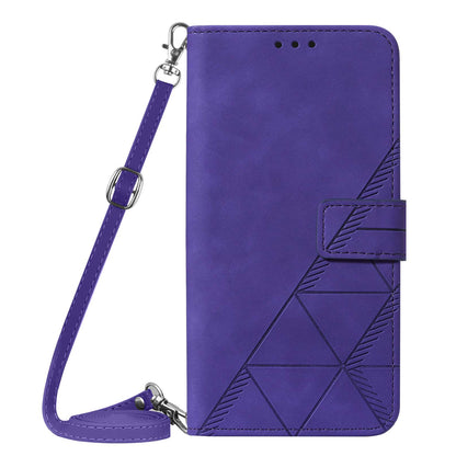 For Oppo A16/A16s/A54s/A55 5G/A53s 5G PB2-1 Series Lines Imprinting Shock Absorption Cellphone Case with Shoulder Strap PU Leather+TPU Stand Wallet Flip Protective Cover