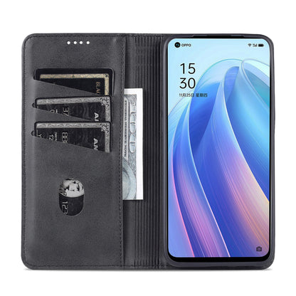 AZNS Magnetic Absorption Case for Oppo Reno7 SE 5G, Textured PU Leather Stand Flip Wallet Protective Phone Cover