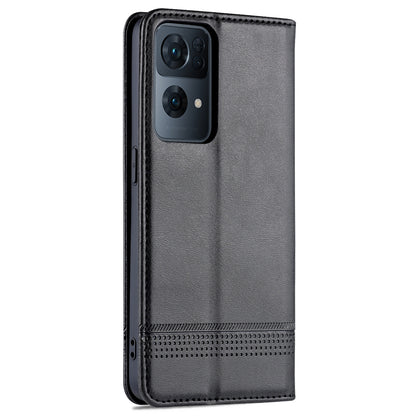 AZNS Phone Case for Oppo Reno7 Pro 5G, Textured PU Leather Magnetic Absorption Stand Function Folio Wallet Shell