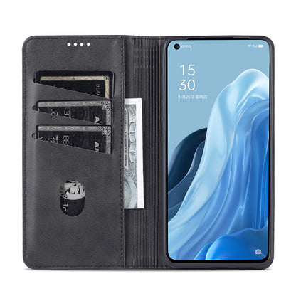 AZNS Phone Case for Oppo Reno7 Pro 5G, Textured PU Leather Magnetic Absorption Stand Function Folio Wallet Shell