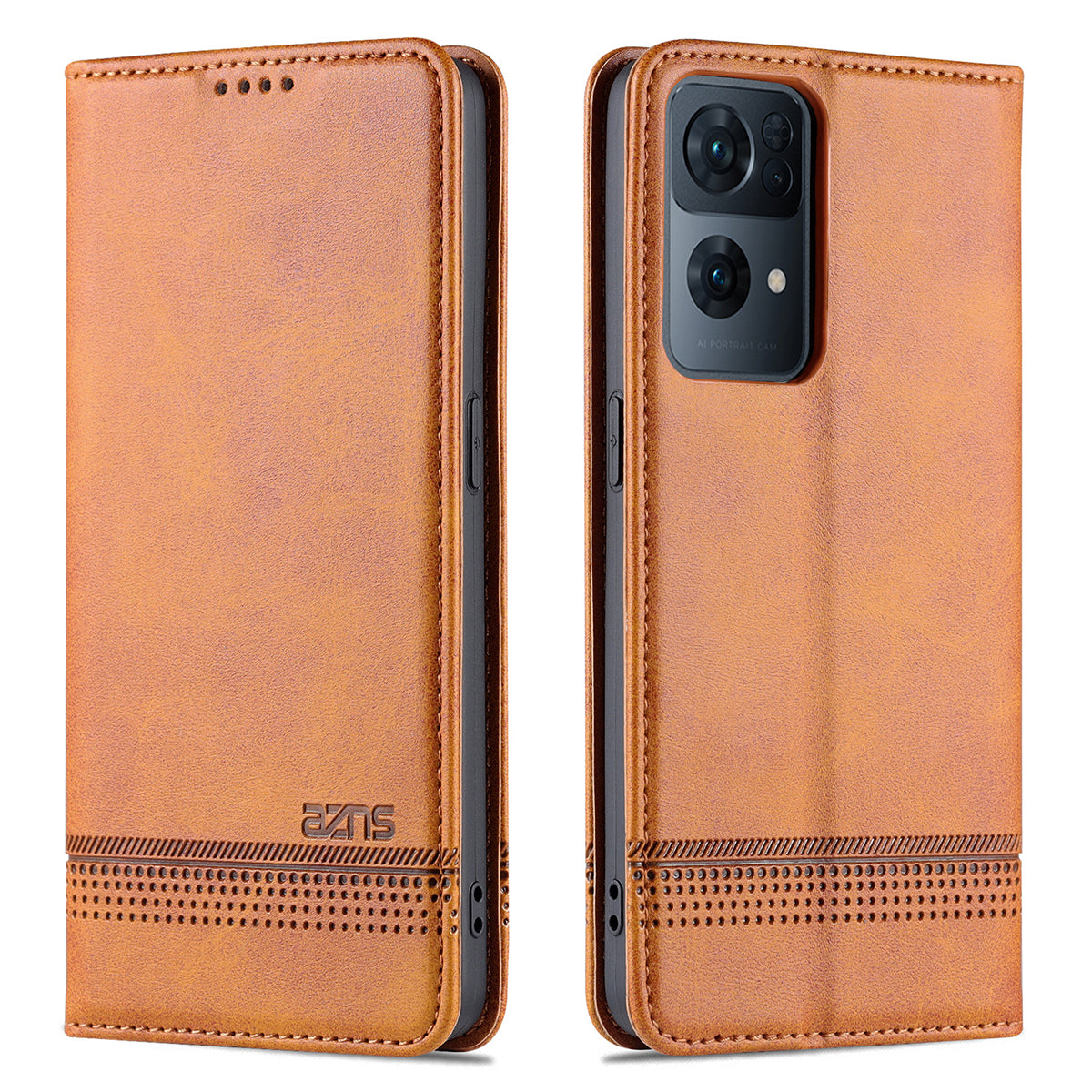 AZNS Phone Case for Oppo Reno7 Pro 5G, Textured PU Leather Magnetic Absorption Stand Function Folio Wallet Shell