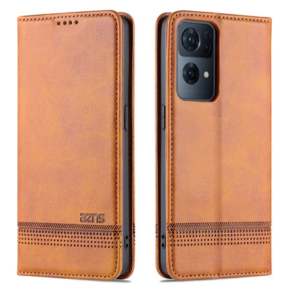 AZNS Phone Case for Oppo Reno7 Pro 5G, Textured PU Leather Magnetic Absorption Stand Function Folio Wallet Shell