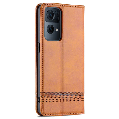 AZNS Phone Case for Oppo Reno7 Pro 5G, Textured PU Leather Magnetic Absorption Stand Function Folio Wallet Shell