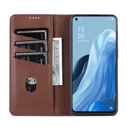 AZNS Phone Case for Oppo Reno7 Pro 5G, Textured PU Leather Magnetic Absorption Stand Function Folio Wallet Shell