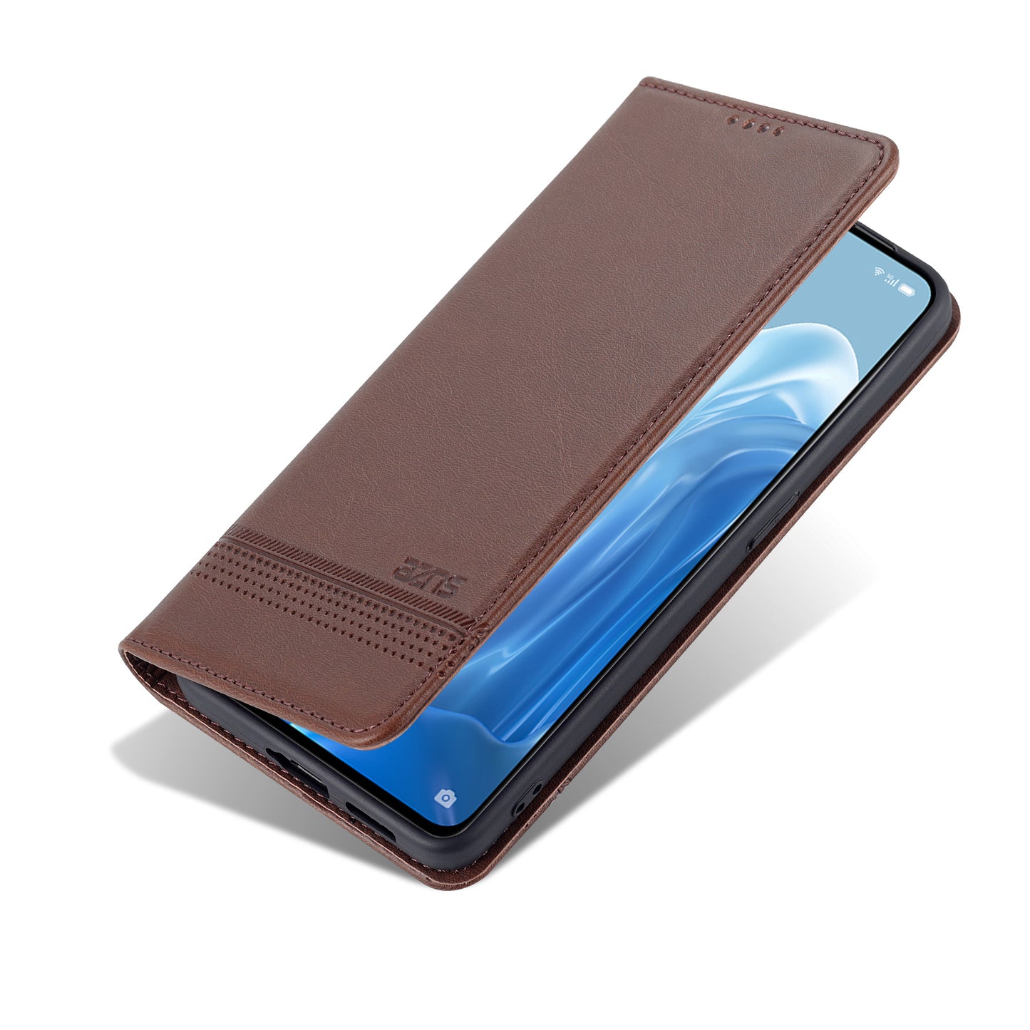 AZNS Phone Case for Oppo Reno7 Pro 5G, Textured PU Leather Magnetic Absorption Stand Function Folio Wallet Shell