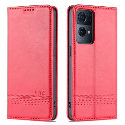 AZNS Phone Case for Oppo Reno7 Pro 5G, Textured PU Leather Magnetic Absorption Stand Function Folio Wallet Shell