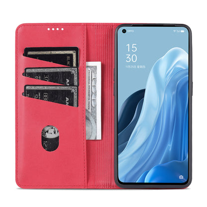 AZNS Phone Case for Oppo Reno7 Pro 5G, Textured PU Leather Magnetic Absorption Stand Function Folio Wallet Shell