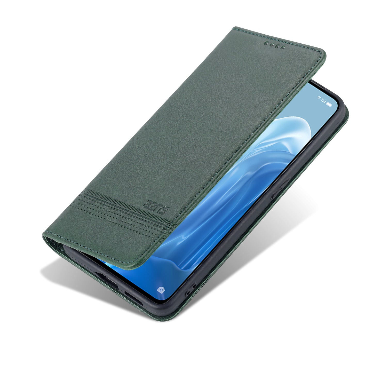 AZNS Phone Case for Oppo Reno7 Pro 5G, Textured PU Leather Magnetic Absorption Stand Function Folio Wallet Shell