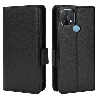 For OPPO A15 / A15s / A35 (2021) Litchi Texture Phone Cover PU Leather Wallet Stand Flip Folio Book Case