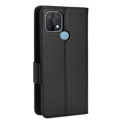 For OPPO A15 / A15s / A35 (2021) Litchi Texture Phone Cover PU Leather Wallet Stand Flip Folio Book Case