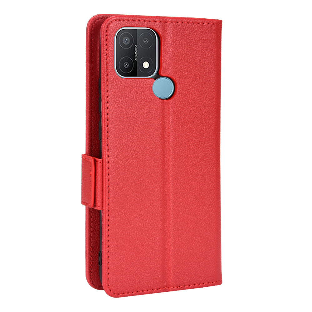 For OPPO A15 / A15s / A35 (2021) Litchi Texture Phone Cover PU Leather Wallet Stand Flip Folio Book Case