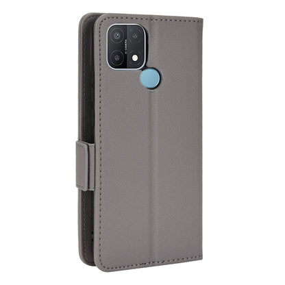 For OPPO A15 / A15s / A35 (2021) Litchi Texture Phone Cover PU Leather Wallet Stand Flip Folio Book Case