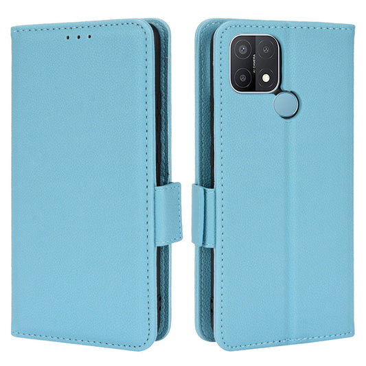 For OPPO A15 / A15s / A35 (2021) Litchi Texture Phone Cover PU Leather Wallet Stand Flip Folio Book Case