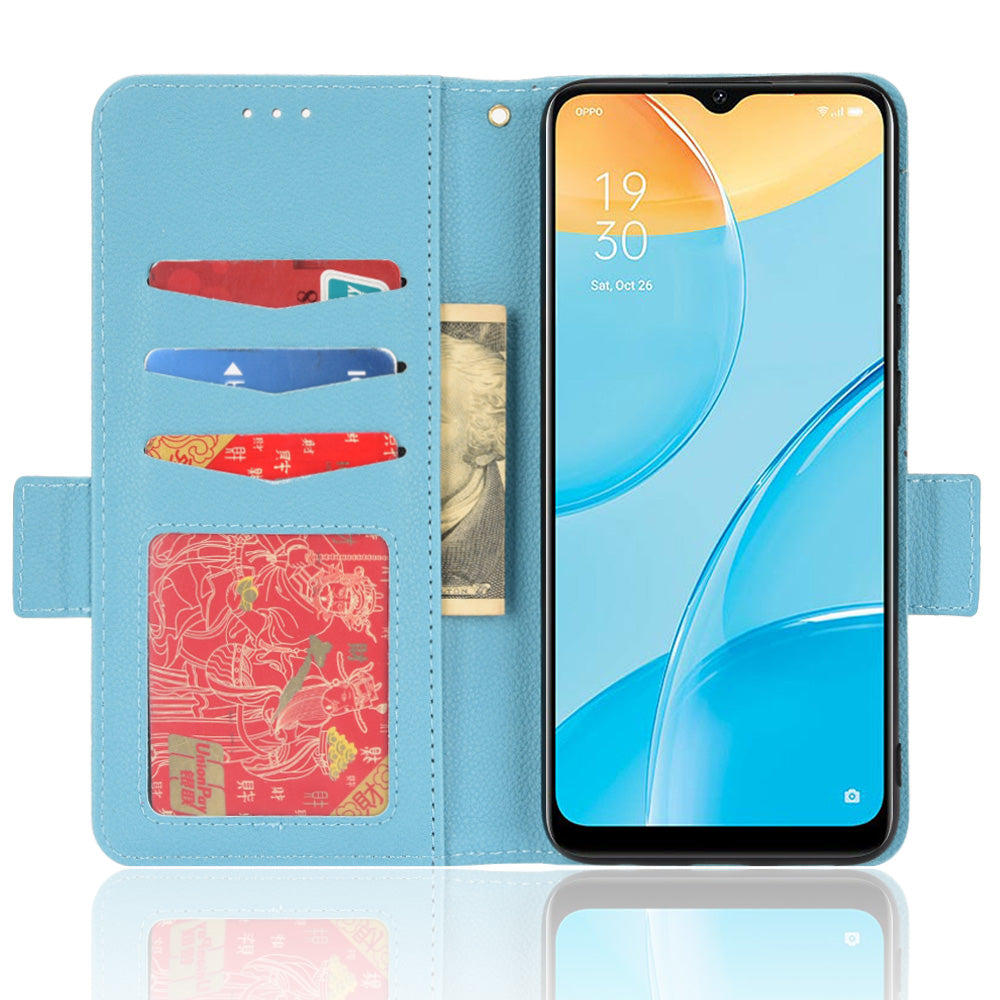 For OPPO A15 / A15s / A35 (2021) Litchi Texture Phone Cover PU Leather Wallet Stand Flip Folio Book Case