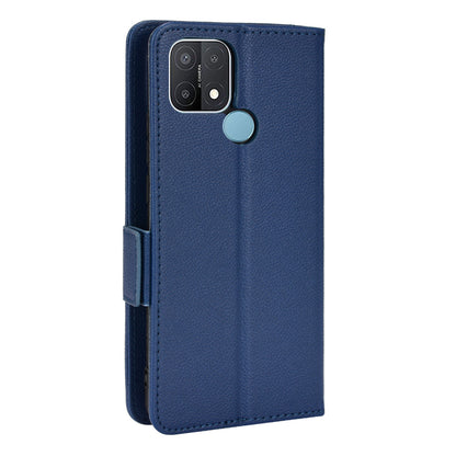 For OPPO A15 / A15s / A35 (2021) Litchi Texture Phone Cover PU Leather Wallet Stand Flip Folio Book Case