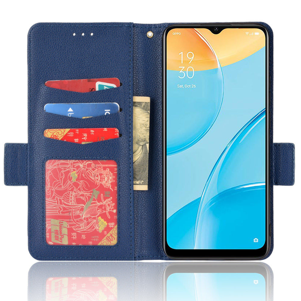 For OPPO A15 / A15s / A35 (2021) Litchi Texture Phone Cover PU Leather Wallet Stand Flip Folio Book Case