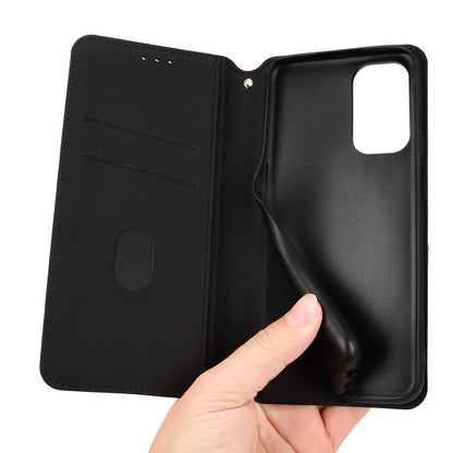 For Oppo A93 5G / A74 5G / A54 5G Rhombus Imprinted PU Leather + TPU Bumper Stand Cover Wallet Design Magnetic Auto-absorbed Full Protective Phone Case