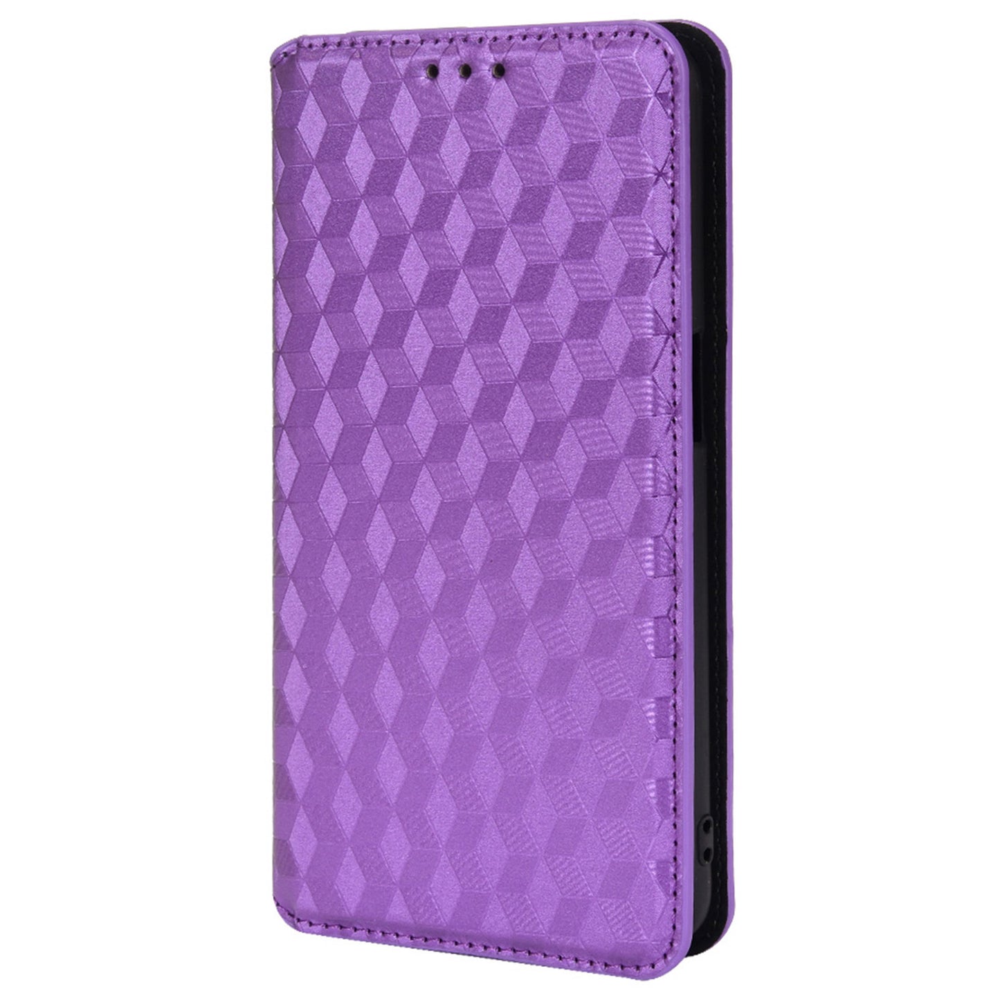 For Oppo A93 5G / A74 5G / A54 5G Rhombus Imprinted PU Leather + TPU Bumper Stand Cover Wallet Design Magnetic Auto-absorbed Full Protective Phone Case