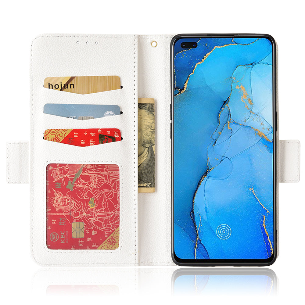 For Oppo Reno3 Pro 5G/Find X2 Neo Litchi Texture Wallet Stand PU Leather + TPU Phone Case