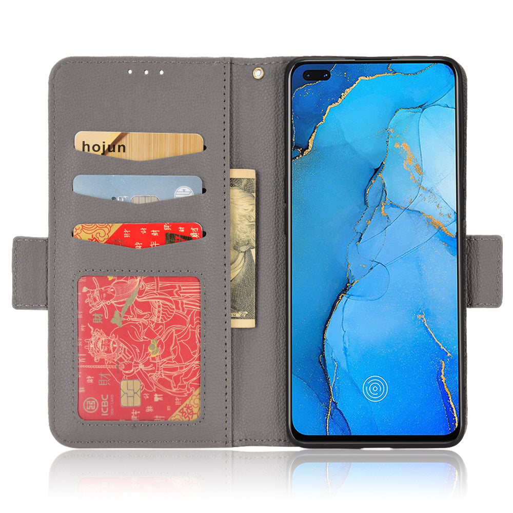 For Oppo Reno3 Pro 5G/Find X2 Neo Litchi Texture Wallet Stand PU Leather + TPU Phone Case