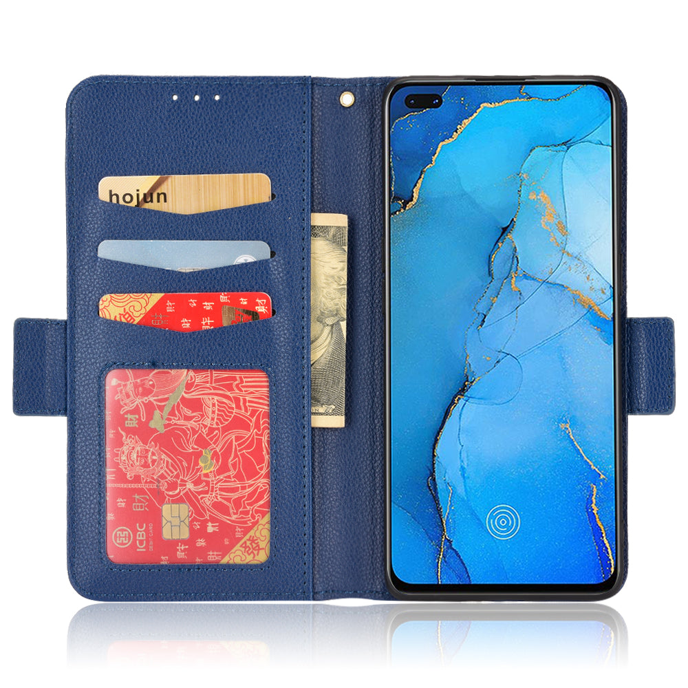 For Oppo Reno3 Pro 5G/Find X2 Neo Litchi Texture Wallet Stand PU Leather + TPU Phone Case