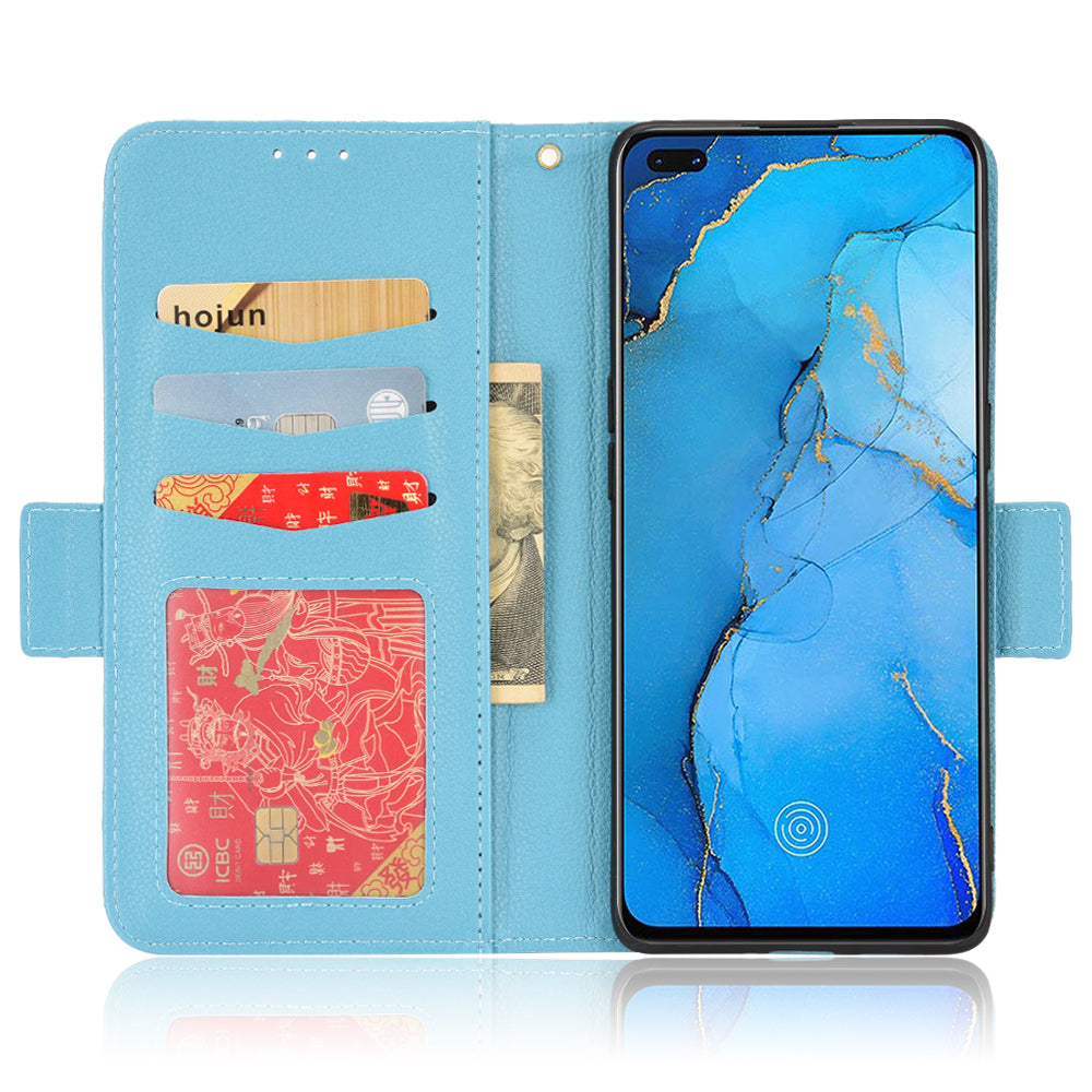 For Oppo Reno3 Pro 5G/Find X2 Neo Litchi Texture Wallet Stand PU Leather + TPU Phone Case