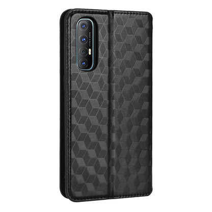 For Oppo Reno3 Pro 5G/Find X2 Neo Anti-scratch Wallet Stand PU Leather Shell Imprinting Rhombus Phone Case