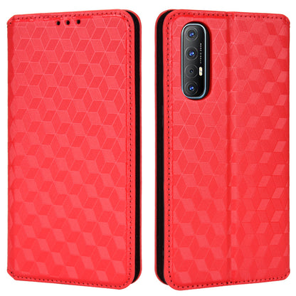 For Oppo Reno3 Pro 5G/Find X2 Neo Anti-scratch Wallet Stand PU Leather Shell Imprinting Rhombus Phone Case